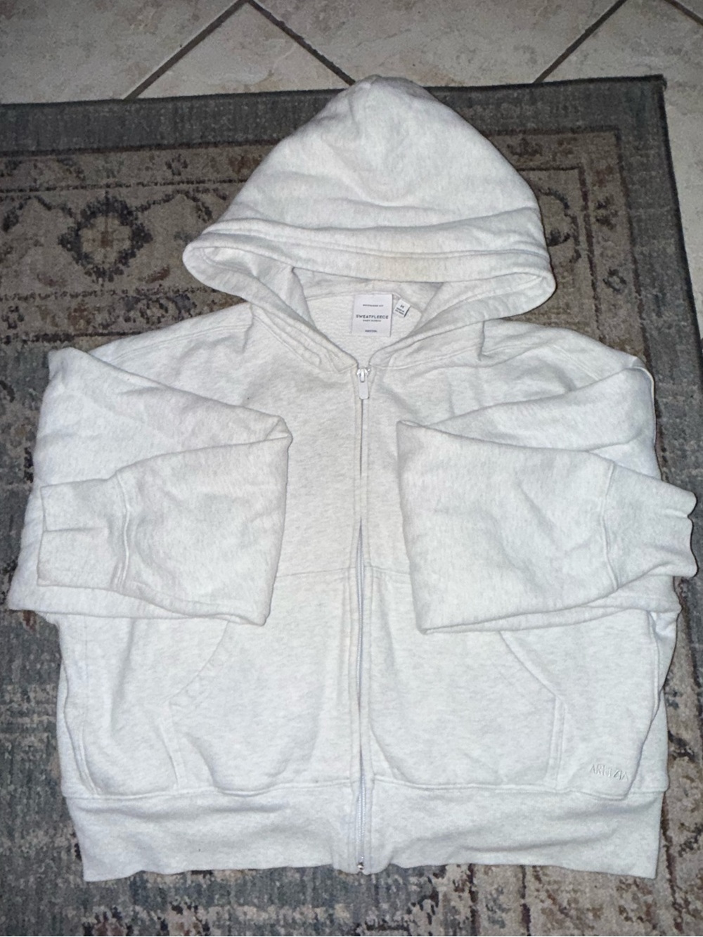 Aritzia Light Gray Zip-Up Hoodie